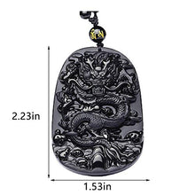 Load image into Gallery viewer, Mson Natural Obsidian Dragon Necklace Natural Stone Pendant Jade Lucky Blessing Pendant Jewelry Fine Jewelry for Men or Women
