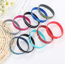 Load image into Gallery viewer, Florideco 10Pcs Silicone Inspirational Bracelets Set for Mens Women Religious Faith Rubber Wristbands Bracelet Bible Verse Message
