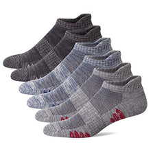 Load image into Gallery viewer, u&amp;i Men's Performance Cushion Cotton Low Cut Ankle Athletic Socks with Tab, Gray (6-Pack)
