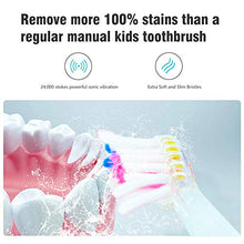 Load image into Gallery viewer, SEAGO Kids Electric Toothbrush, Sonic Tooth Brush Soft Bristles Battery Powered with Smart Timer and Colorful LED Waterproof for Baby &amp; Kids with 2 Soft Bristles, Green
