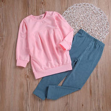 Load image into Gallery viewer, Toddler Girls Clothes Winter Warm Long Sleeve Tops Long Pants suit Kids Soft cotton 2Pcs Set(Pink, 120(5T))

