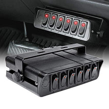 Load image into Gallery viewer, 6-Gang 12V Rocker Switch Box [40 Amp Max.] [12 AWG Wires][12 Volt DC] SPST On/Off Rocker Toggle Switch Panel Box for Auto Automotive Lights Car Marine Boat Truck Vehicles &amp; More
