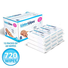 Load image into Gallery viewer, WaterWipes Unscented Baby Wipes, Sensitive and Newborn Skin, 12 Packs (720 Wipes)
