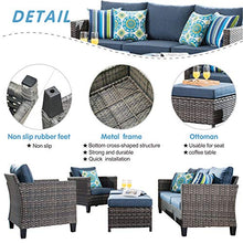 Load image into Gallery viewer, ovios Patio furnitue, Outdoor Furniture Sets,Morden Wicker Patio Furniture sectional with Table and Pillow,Backyard,Pool (Grey-Denim Blue)
