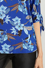 Load image into Gallery viewer, Texsong Women's Casual 3/4 Sleeve Floral Print Bow Tie Tuinic Blouse Top,L

