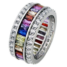 Load image into Gallery viewer, Hermosa Womens Rings Multicolor Cubic Zirconia Rainbow Ring Created-Gemstone Silver Ring Sizes 6 to 12 (7)
