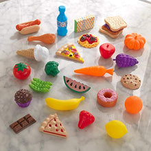 Load image into Gallery viewer, KidKraft 30-Piece Plastic Play Food Set, Fruits, Veggies, Sweets and More, Use with Play Kitchens, Gift for Ages 3+
