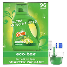 Load image into Gallery viewer, Gain Laundry Detergent Liquid Soap Eco-Box, Ultra Concentrated High Efficiency (HE), Original Scent, 96 Loads
