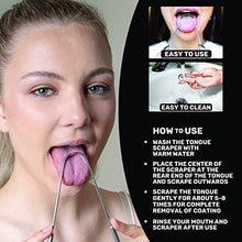 Load image into Gallery viewer, 4 Pack Metal Tongue Scraper, Medical Grade 100% Stainless Steel Tounge Scraper Cleaner for Oral Care, Easy to Use Tongue Cleaner for Hygiene, Bad Breath Treatment for Adults &amp; Kids
