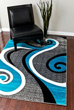 Load image into Gallery viewer, 0327 Turquoise White Gray Black 5'2x7'2 Area Rug Abstract Carpet
