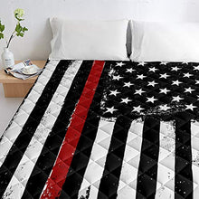 Load image into Gallery viewer, All-Season Reversible Down Alternative Quilted Comforter Black White and Red American Flag Lightweight Soft Microfiber Bedding Bedspread, Honoring Firefighters Redline Throw Blankets for Sofa Decor

