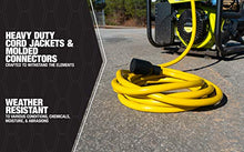 Load image into Gallery viewer, Southwire 65173140 50-Foot 30Amp Generator Cord, 10-Gauge Heavy Duty Electrical Power Cable with L14-30 Locking Plug, 125V / 250V, Yellow, Black

