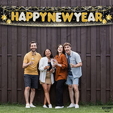 Load image into Gallery viewer, Xtralarge, Happy New Year Banner 2023 - 120x20 Inch | Happy New Years Yard Banner, Nye Decorations 2023 | Happy New Year Yard Sign | Happy New Year Decorations 2023, New Years Eve Party Supplies 2023

