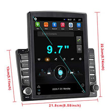 Load image into Gallery viewer, Android 9.0 Double Din GPS Navigation Car Stereo, 9.7'' Vertical Touch Screen 2.5D Tempered Glass Mirror Bluetooth Car Radio with Backup Camera
