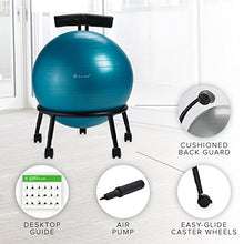 Load image into Gallery viewer, Gaiam Custom-Fit Balance Ball Chair - Exercise Stability Ball Adjustable Desk Chair for Home or Office with 55cm Yoga Ball, Air Pump, Exercise Guide and Satisfaction Guarantee, Blue
