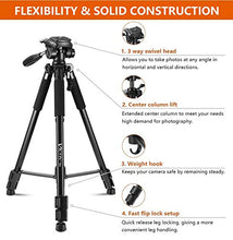 Load image into Gallery viewer, 64-inch Tripod, Ultra Stable Aluminum Tripod Stand for Camera &amp; Cell Phone with Phone Tripod Mount and Remote Shutter, Ideal for Videos, Vlogs and Social Media Live - Black
