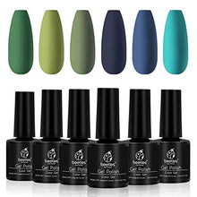 Load image into Gallery viewer, Beetles Winter Green Gel Nail Polish Kit - Olive Green Avocado Gel Polish Set Navy Blue Dark Blue Turquoise Soak Off Nail Lamp Nail Gel Kit, 7.3 ml Each Bottle Gifts Box
