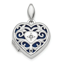 Load image into Gallery viewer, 925 Sterling Silver Filigree Diamond Heart Photo Pendant Charm Locket Chain Necklace That Holds Pictures Fine Jewelry For Women Gifts For Her
