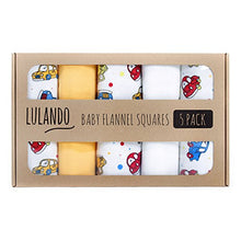 Load image into Gallery viewer, LULANDO Flannel Burp Cloths, Flannel Squares 27.56 x 31.46 inch. 5 Pack 100% Cotton (Cars)
