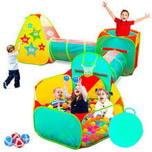 Load image into Gallery viewer, Children’s 5pc Pop Up Play Tent with Ball Pit &amp; Crawl Tunnel – Pretend Playhouse for Kids, Toddlers, Boys, Girls, Indoors &amp; Outdoors – Target Game with 4 Dart Balls – with Carry Case

