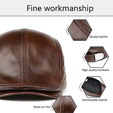 Load image into Gallery viewer, icehao Men's Adjustable Newsboy Hat Beret Hat Driving Hunting Fishing Hat Genuine Leather Ivy Cap Fashion Beret Hat Flat Cap. (Brown)
