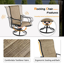 Load image into Gallery viewer, Aoxun Outdoor Patio Dinning Set - 5 Pieces Outdoor Furniture Set, 4 Pieces Swivel Rocing Chairs and 1 Square Table with an Umbrella Hole, Brown
