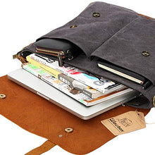 Load image into Gallery viewer, Wowbox Messenger Satchel Bag for Men and Women,Vintage Canvas Real Leather 14-inch Laptop Briefcase for Everday use 13"(L) x10.5(H) x 4.1"(W)(Gray)
