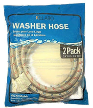 Load image into Gallery viewer, Premium Stainless Steel Washing Machine Hoses with 90 Degree Elbow, 6 Ft Burst Proof (2 Pack) Red and Blue Striped Water Connection Inlet Supply Lines - Lead Free
