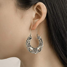 Load image into Gallery viewer, Vintage Antique Silver Hollow Carving Drop Earrings Ethnic Alloy Piercing Dangle Earrings Jewelry for Women Girl Gifts Present Valentines Birthday Anniversary Mothers Day Christmas
