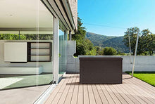 Load image into Gallery viewer, KETER Java XXL 230 Gallon Resin Rattan Look Large Outdoor Storage Deck Box for Patio Furniture Cushions, Pool Toys, and Garden Tools, Espresso Brown
