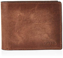 Load image into Gallery viewer, Fossil Men's Derrick Leather RFID-Blocking Bifold Passcase with Removable Card Case Wallet, Brown
