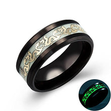Load image into Gallery viewer, Ginger Lyne Collection Dragon Glow in The Dark Stainless Steel Black Comfort Fit Band Ring Size 10
