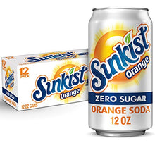 Load image into Gallery viewer, Sunkist Zero Sugar Orange Soda, 12 fl oz cans, 12 pack
