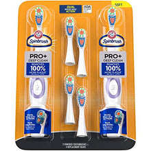 Load image into Gallery viewer, Arm &amp; Hammer Spinbrush Pro+ Deep Clean Battery Powered Toothbrush, Club Tray, 2 Brushes, 4 Refills
