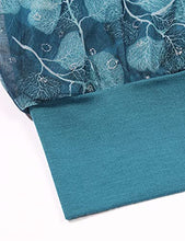 Load image into Gallery viewer, BAISHENGGT Women's Printed Flouncing Flared Short Sleeve Mesh Blouse Top X-Large Turquoise-Leaves Printed
