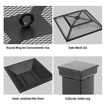 Load image into Gallery viewer, HEMBOR 32'' Outdoor Fire Pit Table, Multi-Purpose Square Fireplace, Backyard Patio Garden Outside Wood Burning Heater, BBQ, Ice Pit, with BBQ Frames&amp;Waterproof Cover, Suitable for Party, Picnic, Camp
