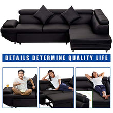 Load image into Gallery viewer, FDW Sofa Sectional Sofa Bed futon Sofa Bed Sofa for Living Room Couches and Sofas Sleeper Sofa PU Leather Sofa Set Corner Modern Queen 2 Piece Contemporary Upholstered，Black
