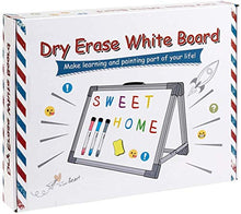 Load image into Gallery viewer, Magnetic Dry Erase White Board 16 inches x 12inches, Foldable Double Sided Portable Whiteboard, Includes Magnets &amp; Eraser, 4 Magnetic Dry Erase Pens, Multicolored
