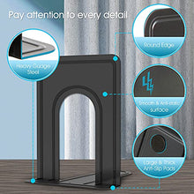 Load image into Gallery viewer, HappyHapi Bookend Supports, Heavy Duty Metal Black Bookend Support, 6 x 5 x 6 Inch, Set of 7 Pairs
