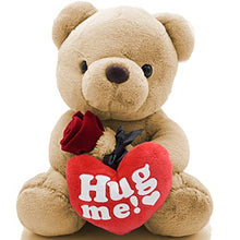 Load image into Gallery viewer, Valentine's Day Hug Me Teddy Bear, 9in Plush Heart Teddy Bear Stuffed Animal with Bow Rose Valentines Day Gift for Kids Couple Girlfriend Valentines Exchange Gift, Valentines Party Favor, Birthday
