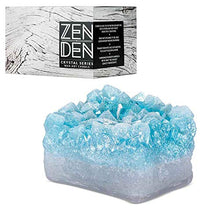 Load image into Gallery viewer, Zen Den Candles - Quartz Crystal Cluster Shaped - Unscented (Wax) Candle - Handcrafted for Home Décor &amp; Positive Energy (Celestite/Blue)
