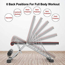 Load image into Gallery viewer, Yoleo Commercial Weight Bench, Adjustable/Foldable Strength Training Bench, Utility Incline/Decline Bench for Full Body Workout - Fast Folding
