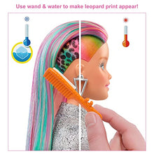 Load image into Gallery viewer, Barbie Leopard Rainbow Hair Doll (Blonde) with Color-Change Hair Feature, 16 Hair &amp; Fashion Play Accessories Including Scrunchies, Brush, Fashion Tops, Cat Ears, Cat Purse &amp; More
