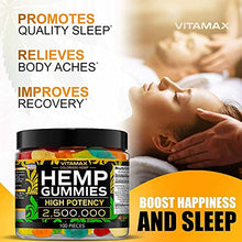 Load image into Gallery viewer, Vitamax Hemp Gummies - Great for Peace &amp; Relaxation - 2,500,000 - Natural Fruit Flavors Tasty Relief – Made in USA – Relaxing Gummies – 100ct
