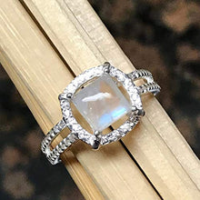 Load image into Gallery viewer, Natural Rainbow Moonstone 925 Solid Sterling Silver Engagement Ring Size 4.75, 5, 5.75, 6, 6.75, 8, 8.75, 9
