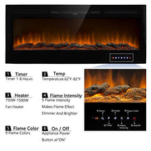 Load image into Gallery viewer, Homedex 50" Recessed Mounted Electric Fireplace Insert with Touch Screen Control Panel, Remote Control, 750/1500W, Black
