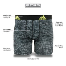 Load image into Gallery viewer, adidas Kids-Boy's Performance Boxer Briefs Underwear (3-Pack), Hinder Black Semi Solar Slime/Black Black/Semi Solar Slime, Medium

