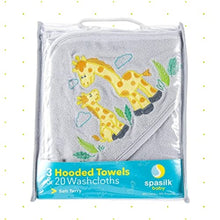 Load image into Gallery viewer, Spasilk Bath Hooded Towels &amp; Washcloths Set for Babies, 23-Piece Gift Set, Grey, (Gift GBA23 0501)
