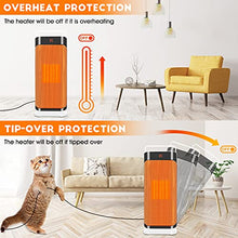 Load image into Gallery viewer, Space Heater - Portable Electric Heater with Remote Control, Fast-heating Ceramic Tower Heater Fan Adjustable Thermostat 12H Timer Overheat, Tip-over Protection, Office, Bedroom, Home, Oscillating Heater
