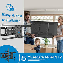 Load image into Gallery viewer, Full Motion TV Wall Mount Bracket Dual Articulating Arms Swivels Tilts Rotation for Most 37-70 Inch LED, LCD, OLED Flat Curved TVs, Holds up to 132lbs, Max VESA 600x400mm by Pipishell

